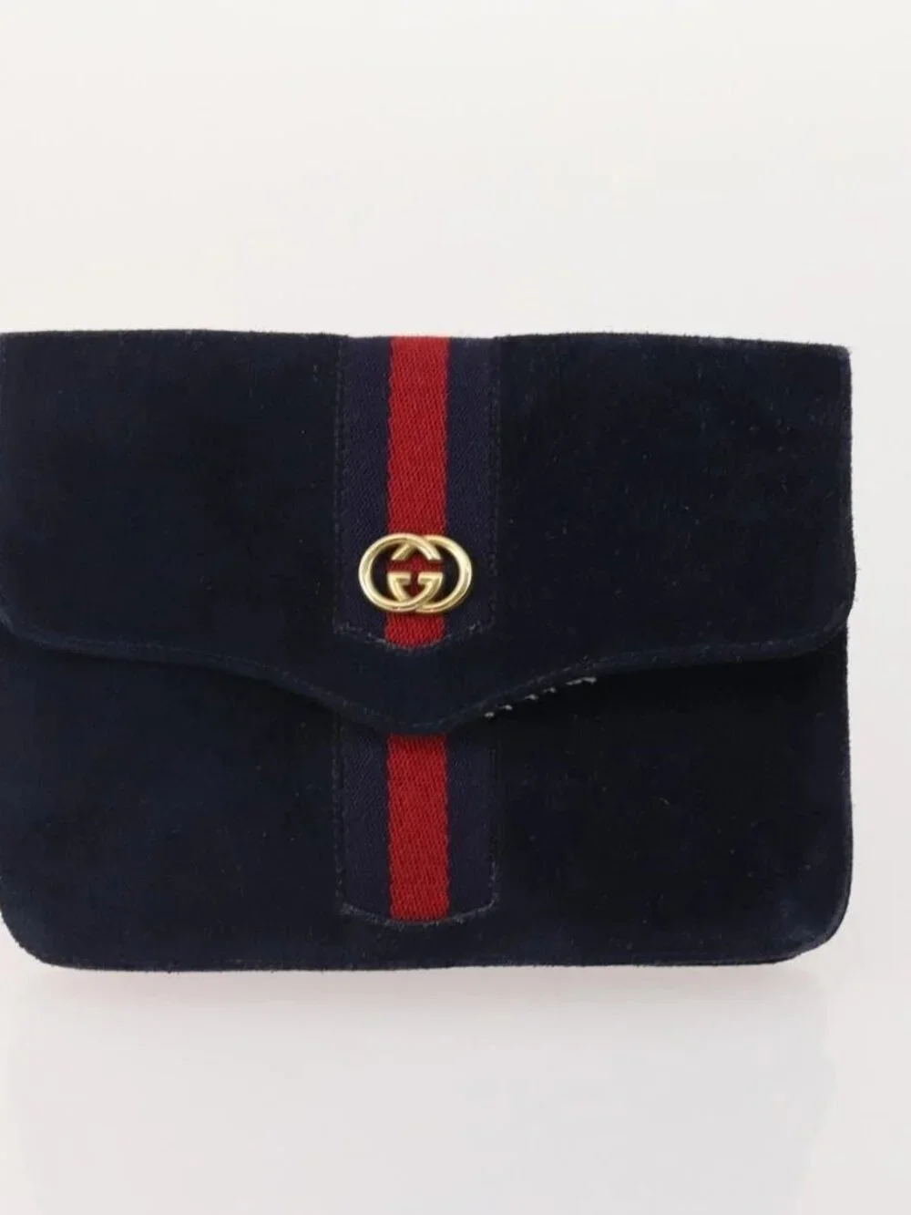 GUCCI GG Canvas Pouch Leather 5 Set Black Beige Auth 174994